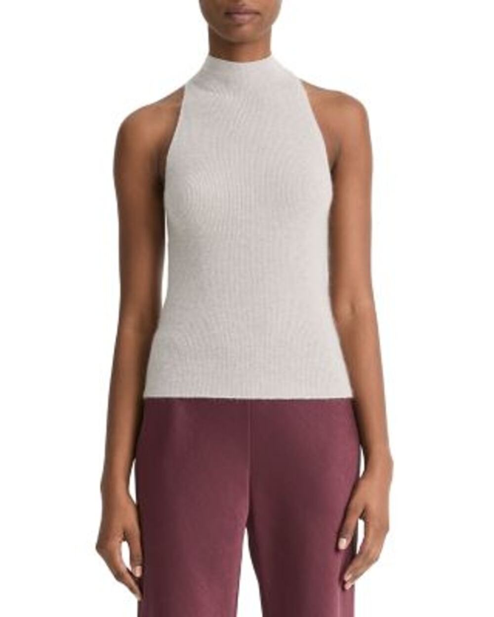 Vince Birch Metallic Alpaca Mock Neck Tank Medium Glam